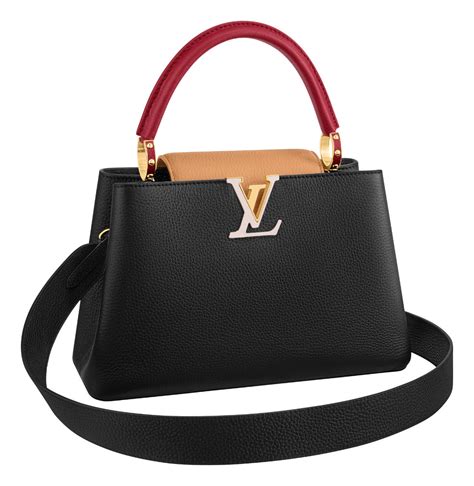 loui vuitton capucines mm black red beige bag